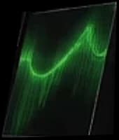 A glowing green waveform on black.