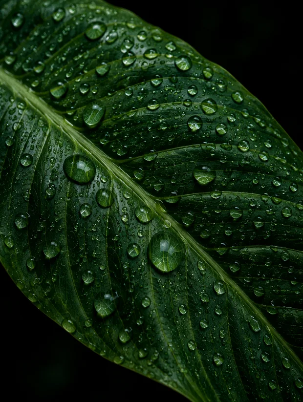 A green leaf with water droplets, with the NOVA name set over it.